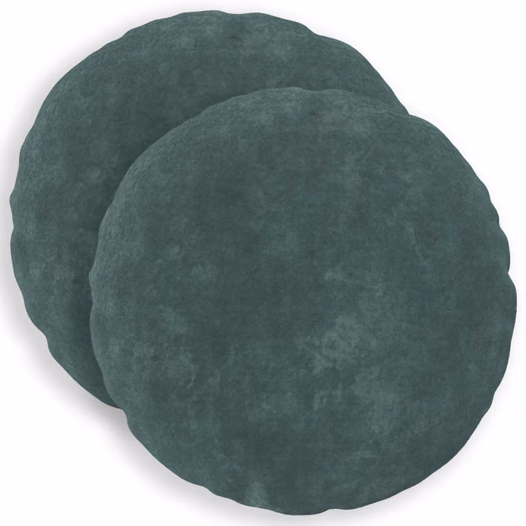 Set di 2 cuscini rotondi vidaXL HEERLEN in microfibra blu petrolio