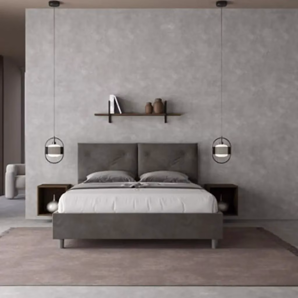 Letto matrimoniale contenitore Appia Ityhome imbottito in microfibra grigio L/P/H: 160 x 200 x 110 cm – 2
