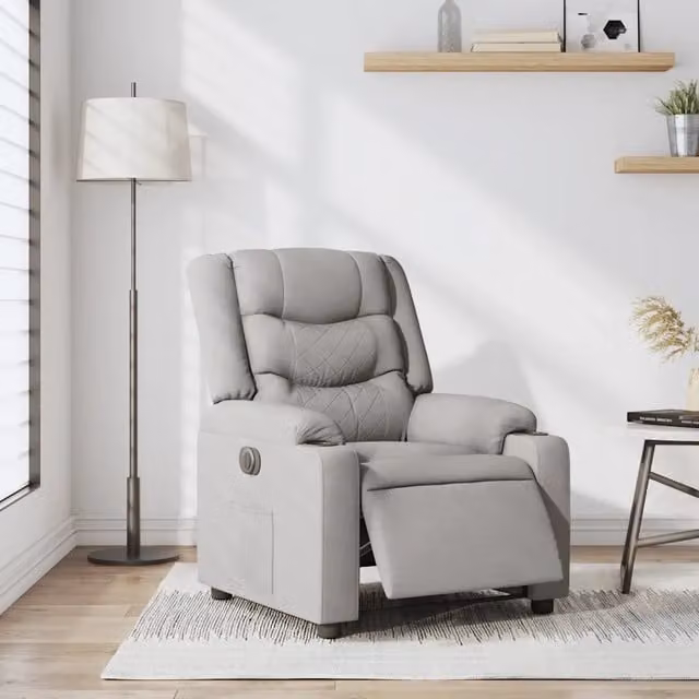 Poltrona Elettrica Reclinabile vidaXL in Tessuto Grigio con Braccioli e Funzione Auto-Return per il tuo Relax in Soggiorno