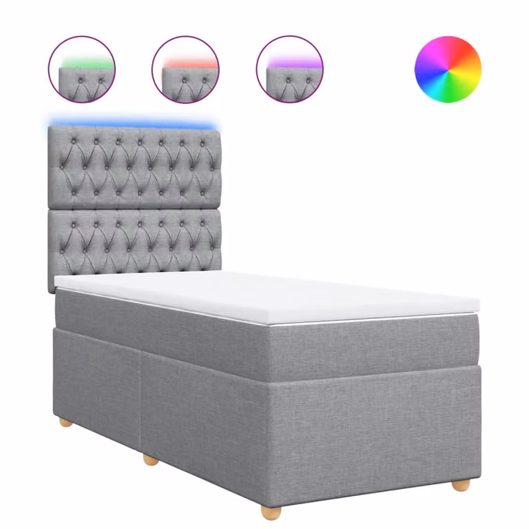 Giroletto a Molle con Materasso Grigio Chiaro 90x190 cm Tessuto
