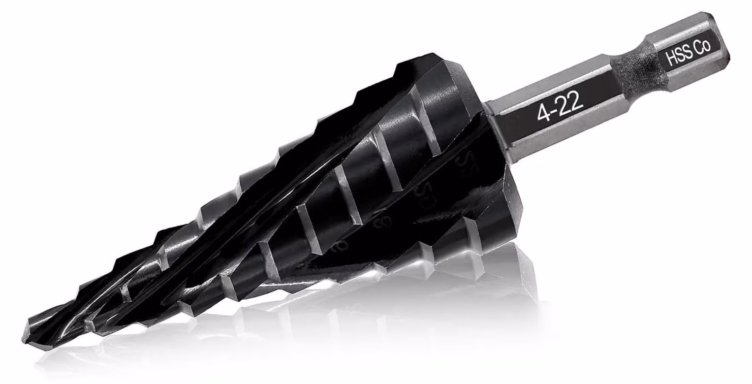 Trapano a tazza cobalto, da 4 a 22 mm, con attacco a cambio rapido