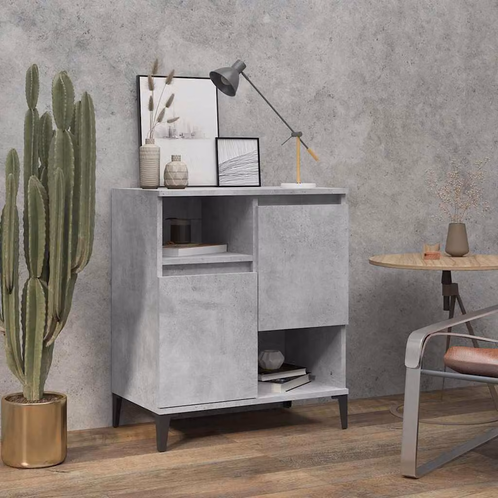 Credenza vidaXL in legno multistrato e metallo, Grigio Cemento, L: 60 cm, P: 35 cm, H: 70 cm
