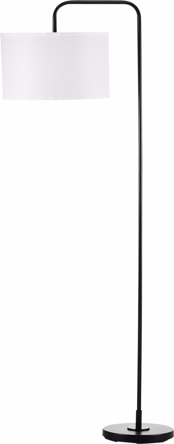 Lampada da terra per soggiorno in metallo moderno nero con paralume e cavo da 180 cm - 64 x 38 x 163,5 cm