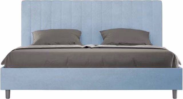 Letto matrimoniale king size Agueda ityhome imbottito in microfibra azzurro L: 190 cm, P: 210 cm