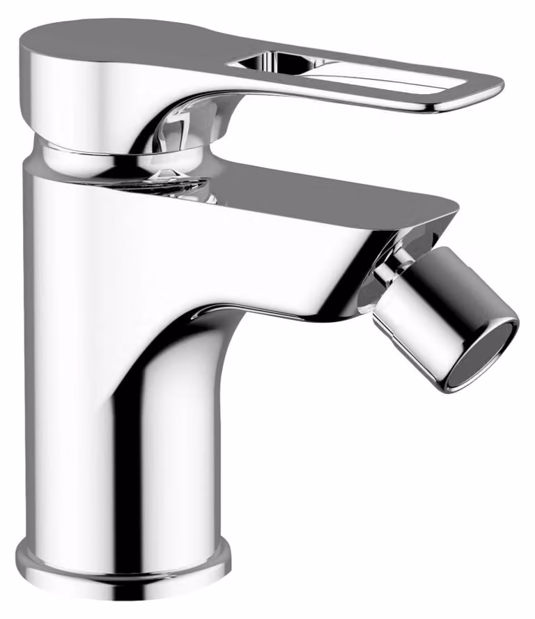 Schläfer 27505015 | Miscelatore Monocomando per Bidet Bagno serie Flat con Scarico automatico 1 1/4, Rubinetto Monoforo Cartuccia diam35mm Cromo Argento, Italy