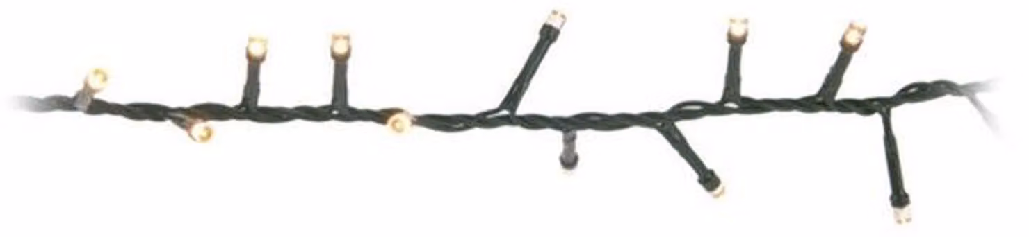 Catena luminosa a LED con 560 luci bianche calde, lunghezza 11 metri, cavo verde