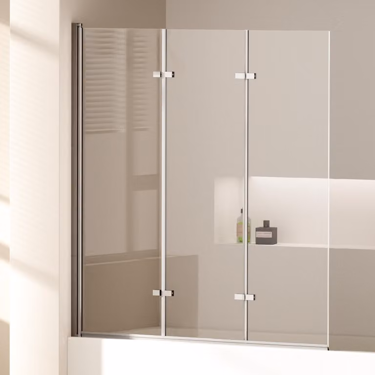 EMKE 120x140cm schermo doccia per vasca da bagno pieghevole in 3 parti con rivestimento NANO easy-clean schermo pieghevole in vetro di sicurezza da 6 mm