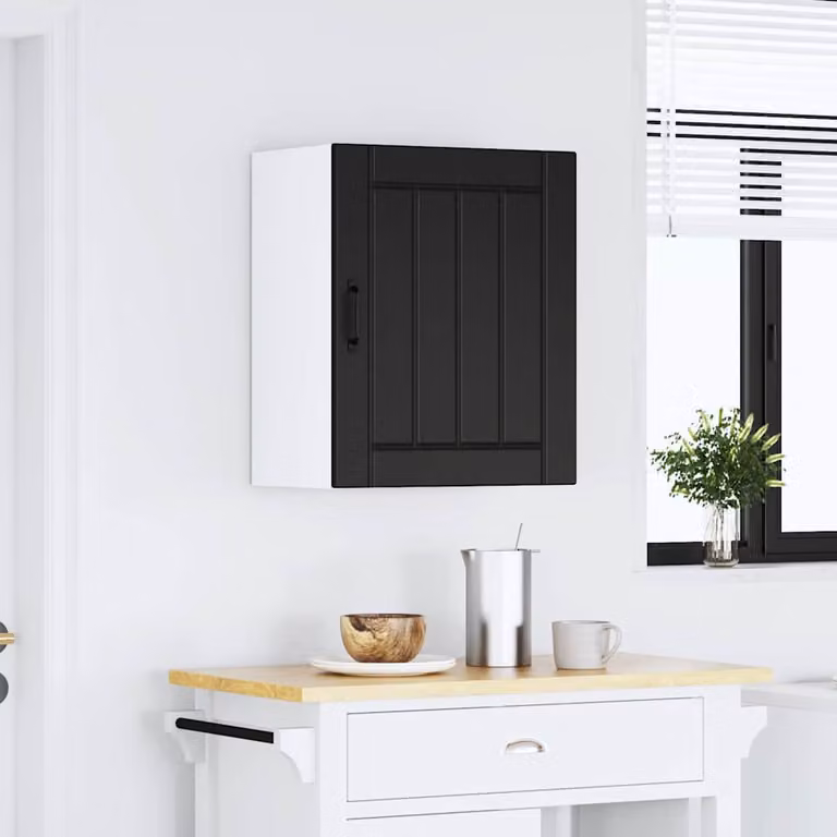 Pensile da cucina moderno vidaXL Lucca nero con ante in vetro e finitura opaca L/P/H: 60 x 25 x 31 cm