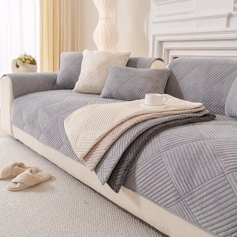 Solidchoice - Copertura completa per divani, adatta a divani a forma di L, in grigio chiaro