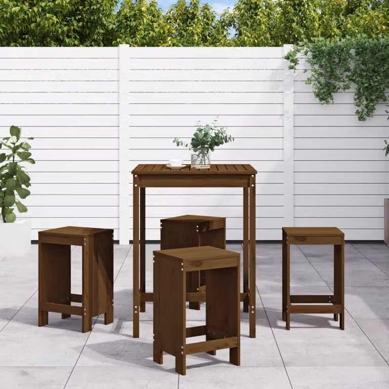 Set Bar da Giardino vidaXL in Legno di Pino Marrone 5 Pezzi