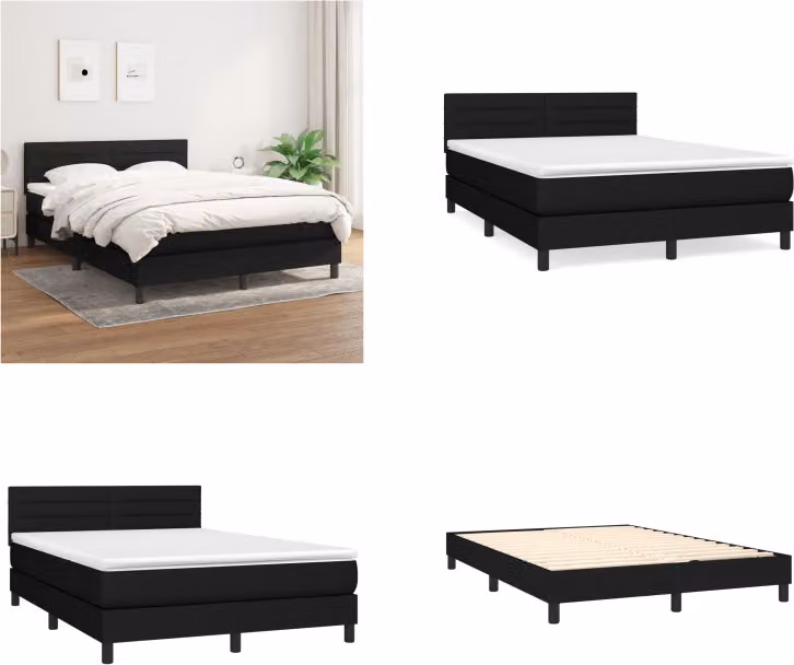 vidaXL Letto boxspring con materasso nero 140x190 cm in tessuto - Letto boxspring - Boxspringbetten - Bett - Schlafzimmermöbel