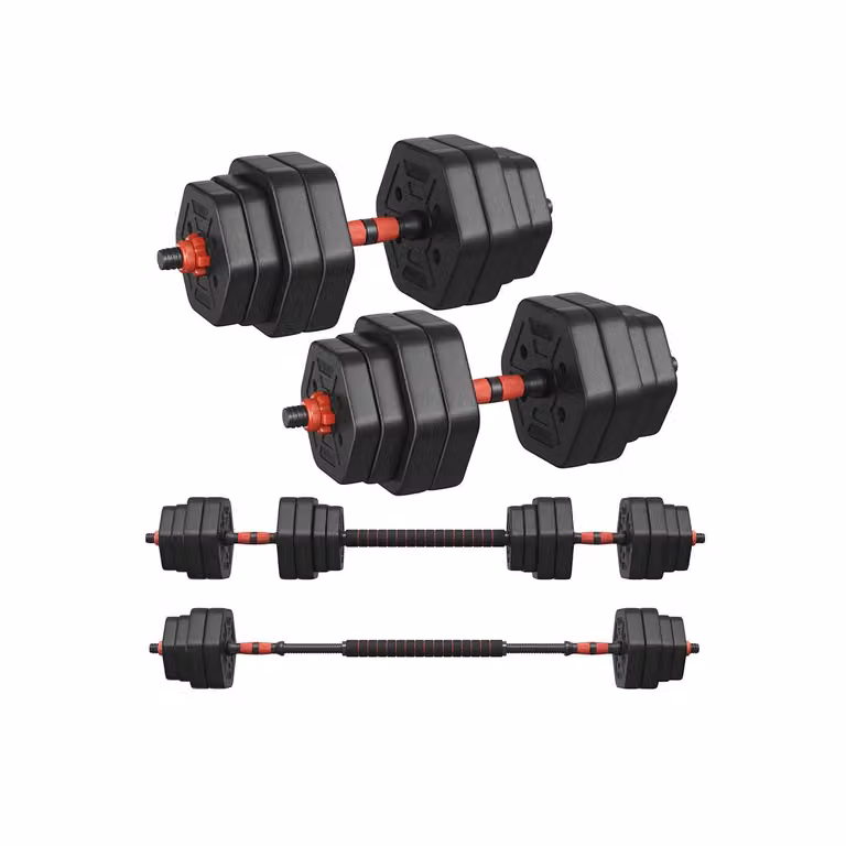 Set di Manubri con Barra di Collegamento, Nero Inchiostro / 30 kg