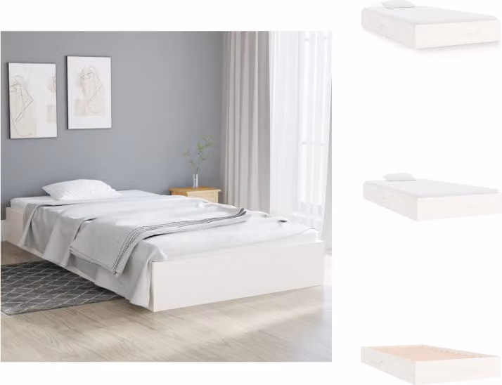 vidaXL Letto in legno massiccio bianco 100x200 cm - Letti & reti