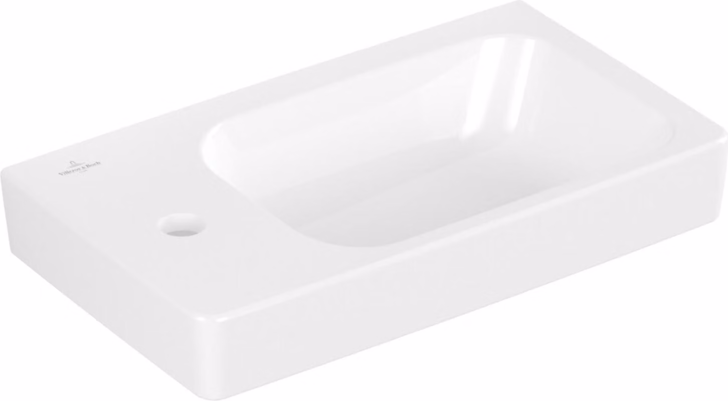 V&B Architectura lavabo 48x27,5 cm, B destra, 1 rubinetto, senza sfioratore, bianco C+