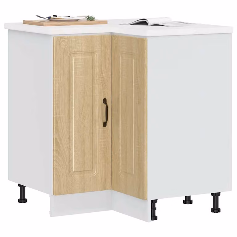 Base angolare da cucina vidaXL Kalmar Rovere Sonoma e Bianco, L/P/H: 75,5 x 81,5 x 75,5 cm