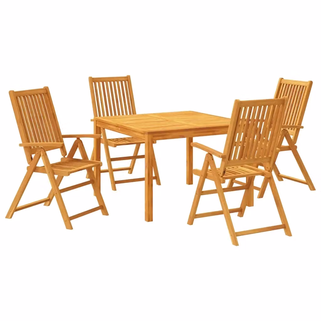 vidaXL Set da Pranzo per Giardino e Terrazzo 5 pz in Legno di Acacia Marrone – 2