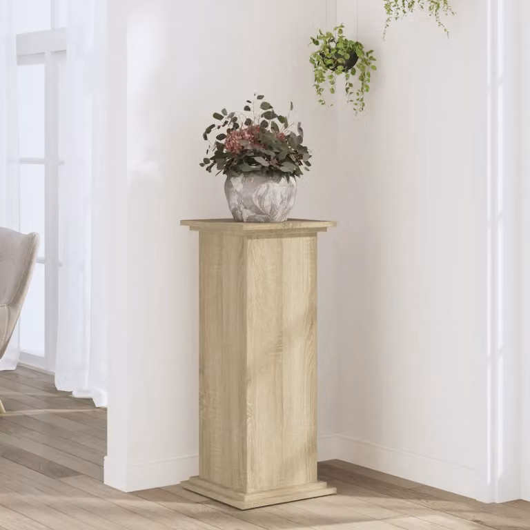 vidaXL Supporto per piante moderno in legno MDF color marrone e beige L/P/H: 33 x 33 x 80 cm