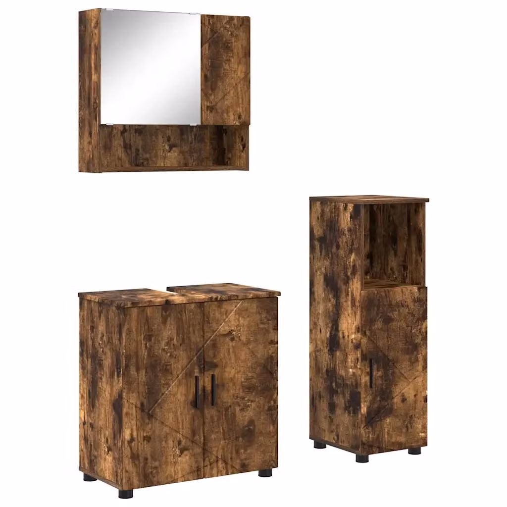 Set di mobili per il bagno moderno vidaXL in 3 pezzi colore marrone con L/P/H: 61 x 35 x 64 cm – 2