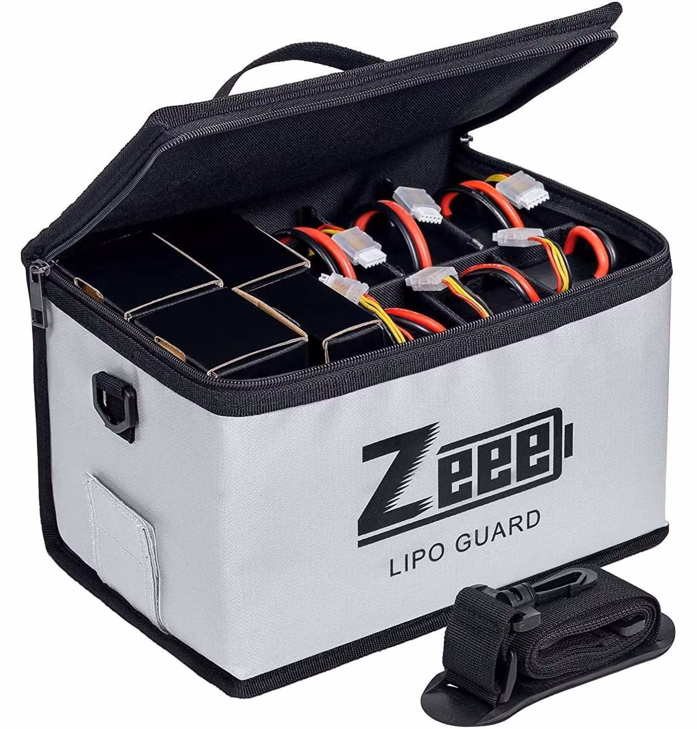 Borsa ignifuga per batterie Lipo, ad alta capacità, per 10 celle, dimensioni 26,9 x 17 x 17 cm