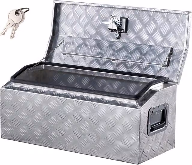 Cassetta Portautensili in Alluminio JL-TB09-6 per Camion e Camper, Baule Robusto con Chiusura a T, 762 x 330,2 x 330,2 mm, Argento