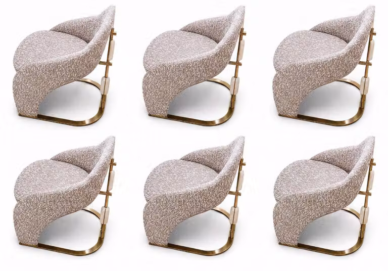 6 sedie, stile moderno, confortevoli, ideali per la sala da pranzo, colore beige. Sedia da pranzo