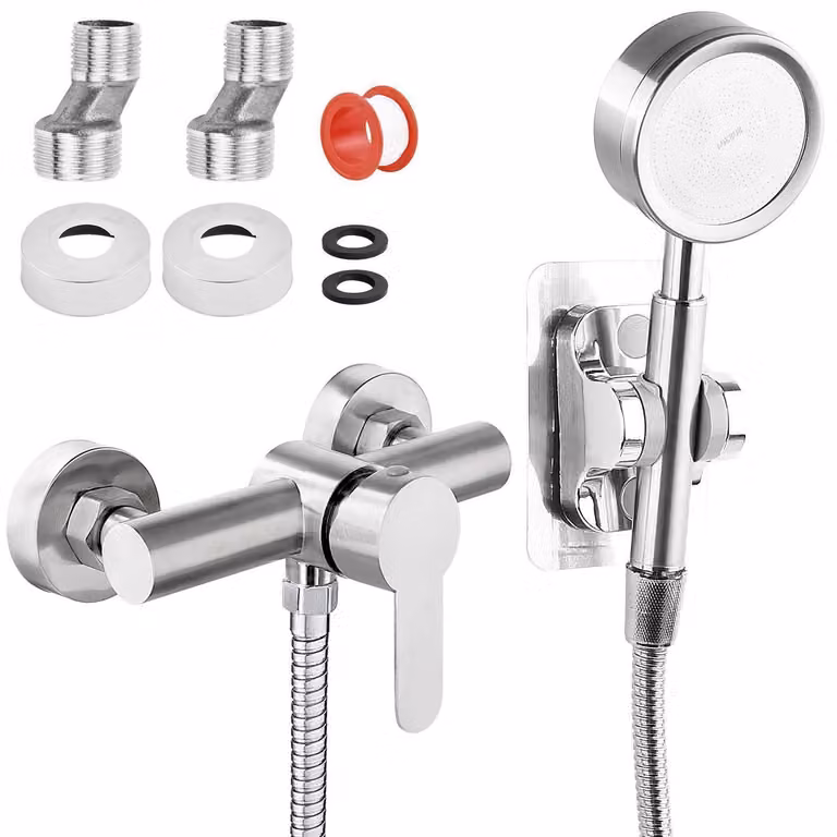 Miscelatore monocomando per doccia, in acciaio inossidabile 304, con tubo flessibile da 1,5 metri e soffione cromato
