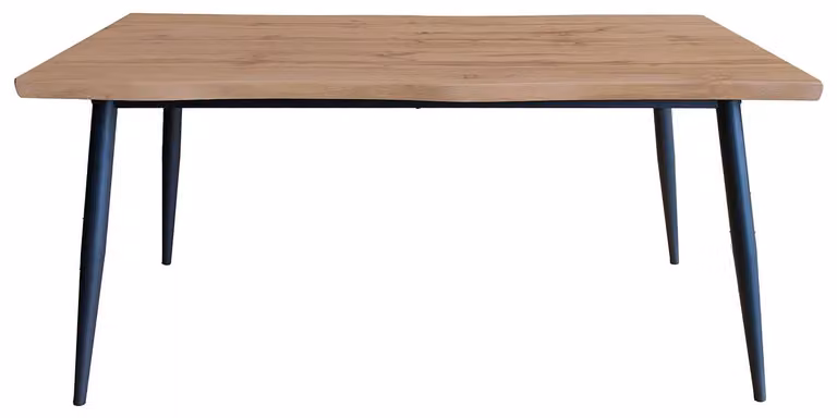 Tavolo da pranzo in legno naturale e metallo nero, dimensioni 160x75x80 cm