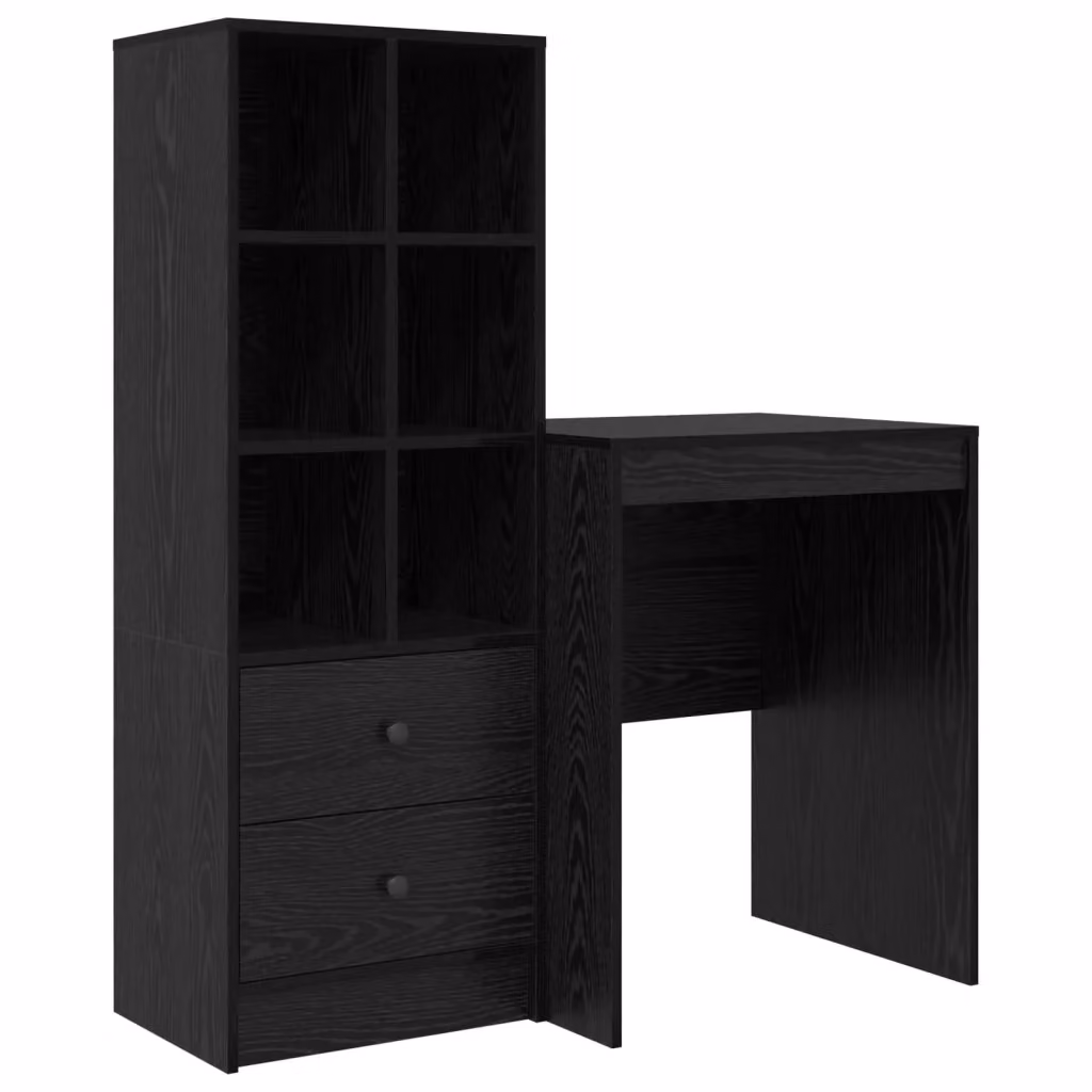 Set di 2 Scrivanie con Scaffale Moderno vidaXL in Rovere e Nero L: 105,5 cm, P: 50 cm, H: 127 cm – 2