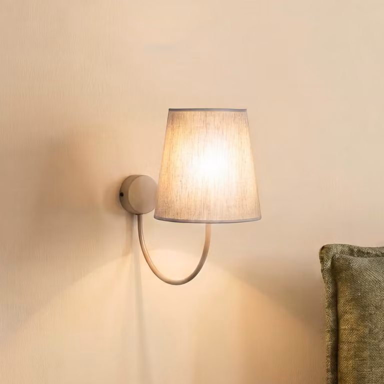 Applique da parete Candi TK Lighting, dimmerabile, Crema / Ambra, Soggiorno / Sala da pranzo, Tessuto / Stoffa / Seta, Moderno, Applique