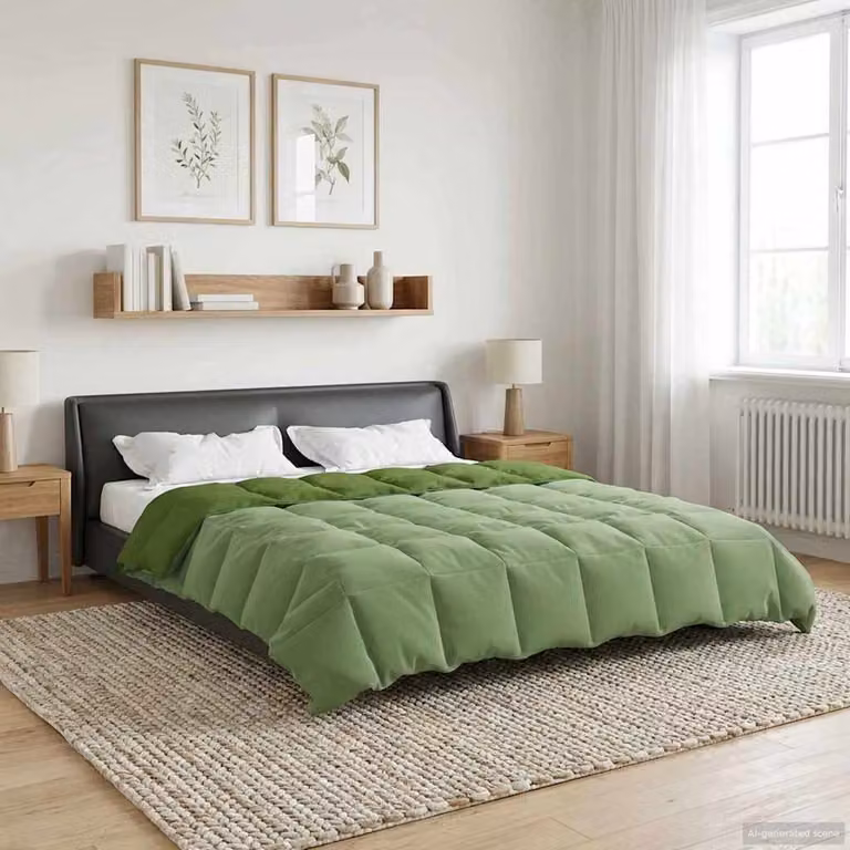 Piumone Completo Annuale 4 Stagioni vidaXL in Microfibra Reversibile e Traspirante, Verde, L: 240 cm x P: 260 cm