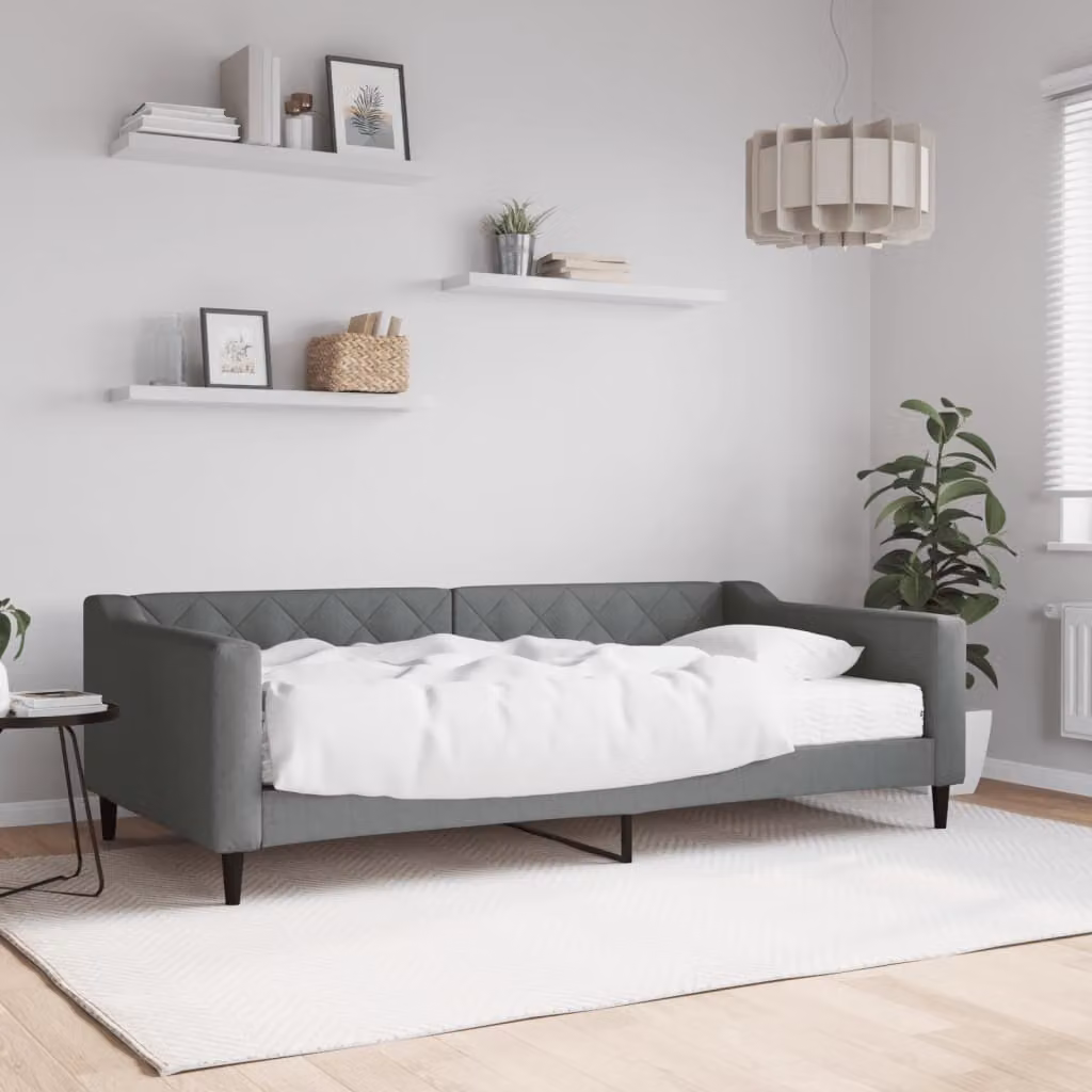 Maison Exclusive - Divano letto con materasso, grigio scuro, 100x200 cm, tessuto