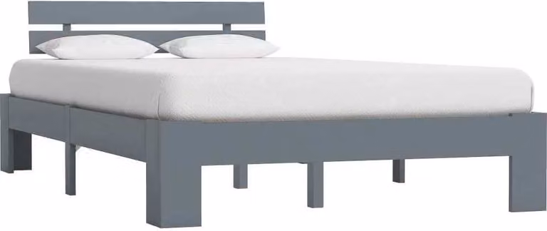 The Living Store Letto in legno massiccio di pino grigio 120x200 cm