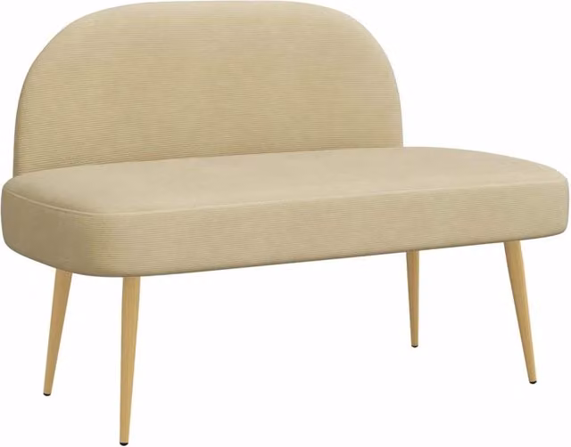 Panchina imbottita con schienale in velluto a coste DESIGN IN Verde grigio chiaro L: 110 cm, H: 76 cm, P: 60 cm