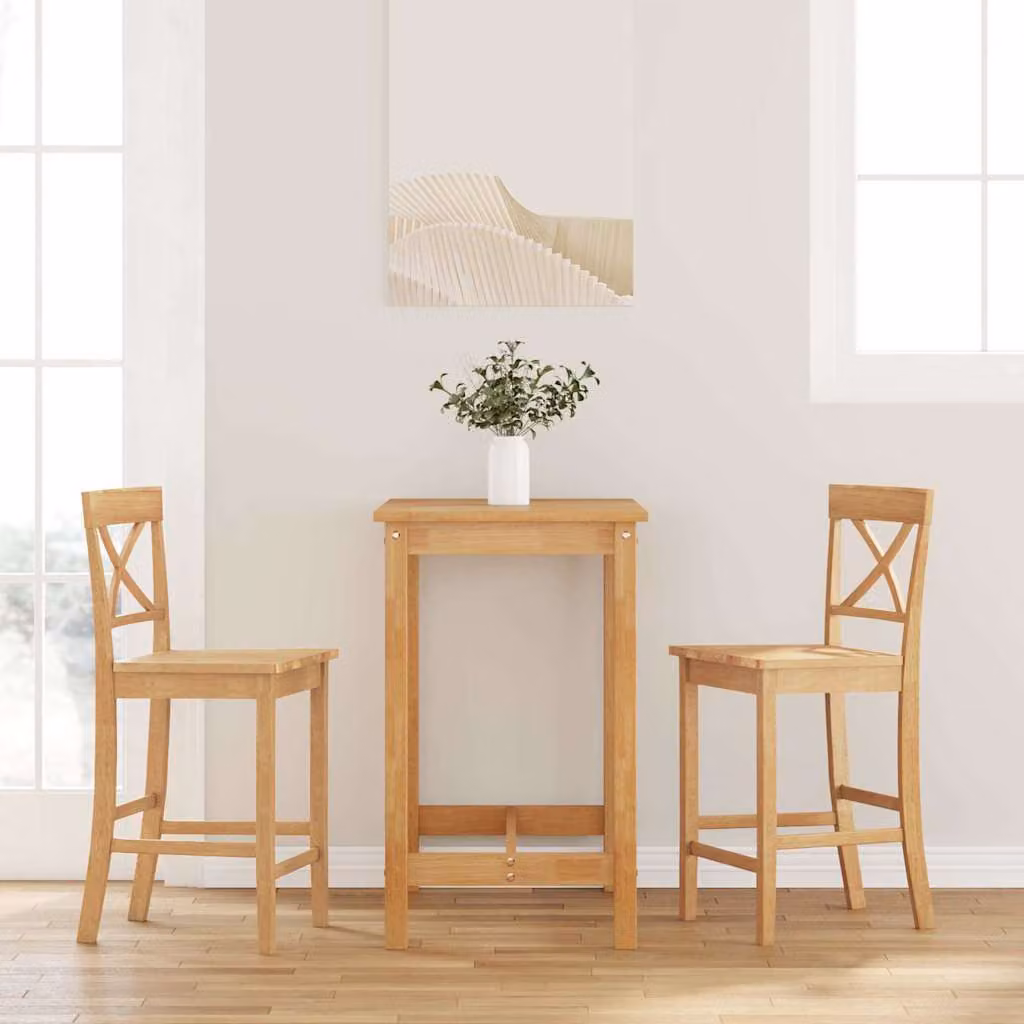 Set di 2 sgabelli da bar vidaXL in legno massello di Hevea colore marrone naturale