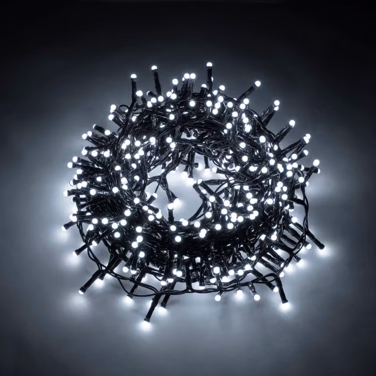 Dictrolux Catena Luminosa con 500 LED Soft MiniPearl Bianco Freddo, Lunghezza: 12,5 m
