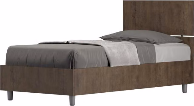 Letto Singolo 80x200 cm con Rete Testata Dritta Demas Noce
