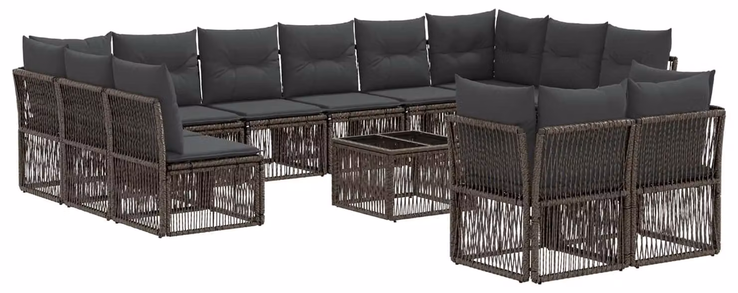 Set Divano da Giardino 13 pcs Grigio polyrattan