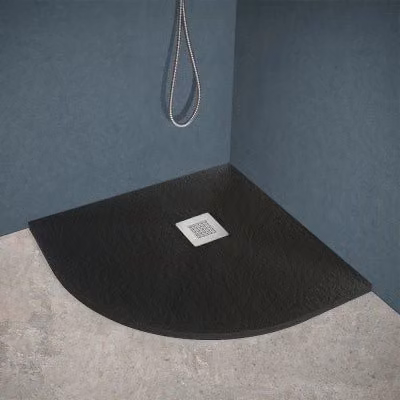 Piatto doccia semicircolare angolare Inbagno Ten in mineral cast colore antracite L: 100 cm x P: 100 cm
