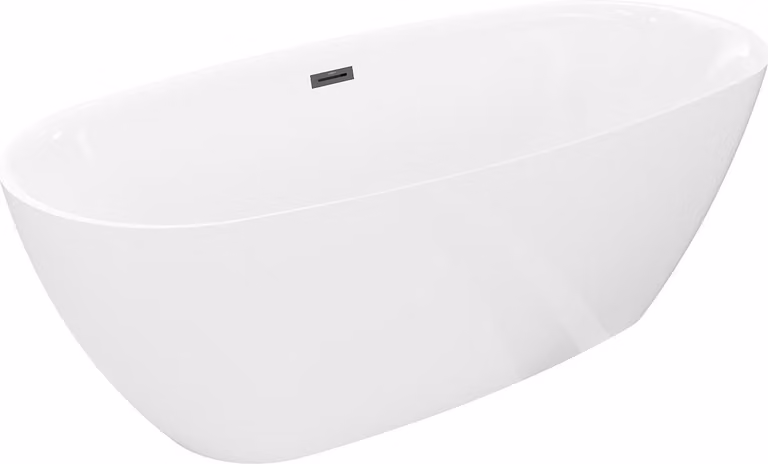 Mexen Luvo Slim vasca da bagno autoportante 170 x 75 cm, bianca, troppopieno nero - 52801707500-70
