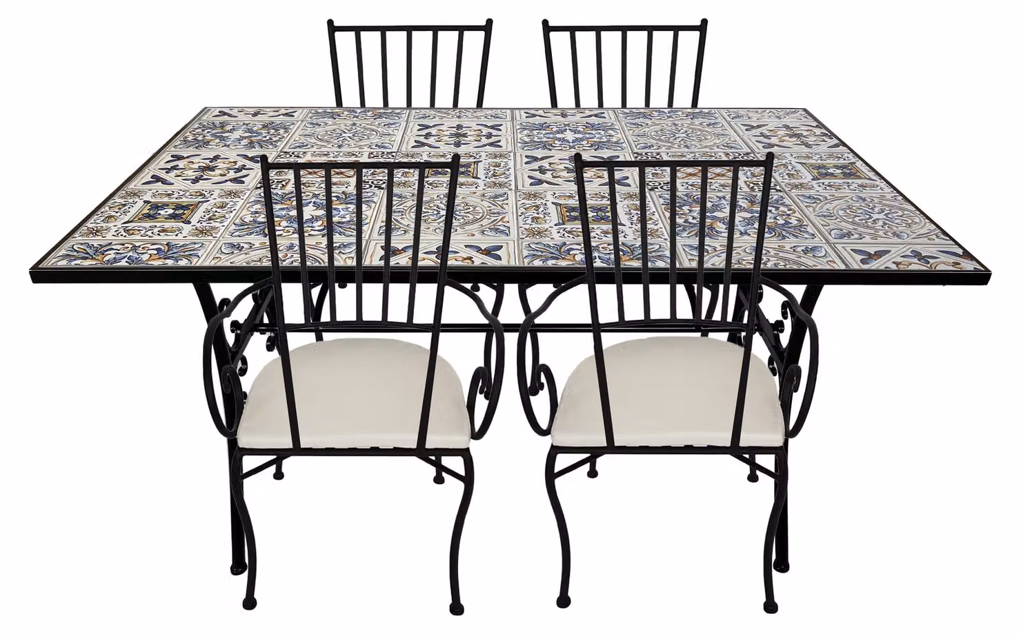 AXI Leonie Set Bistrot da Balcone, 4 Sedie 1 Tavolo, Set Bistrò Veranda Mosaico Azzuro - Set Bistro da Giardino, Tavolo Bistro per Giardino/Balcone/Terrazza