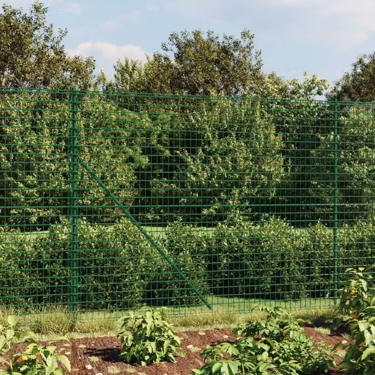Recinzione Metallica con Flangia vidaXL in Acciaio Zincato Rivestito in PVC Verde L: 25 m, H: 1,4 m