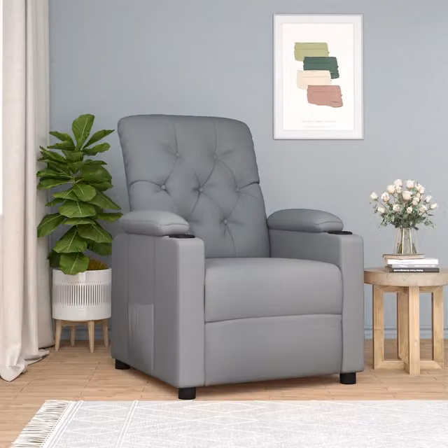Poltrona Reclinabile Relax vidaXL in Tessuto Grigio con Braccioli e Regolazione Manuale