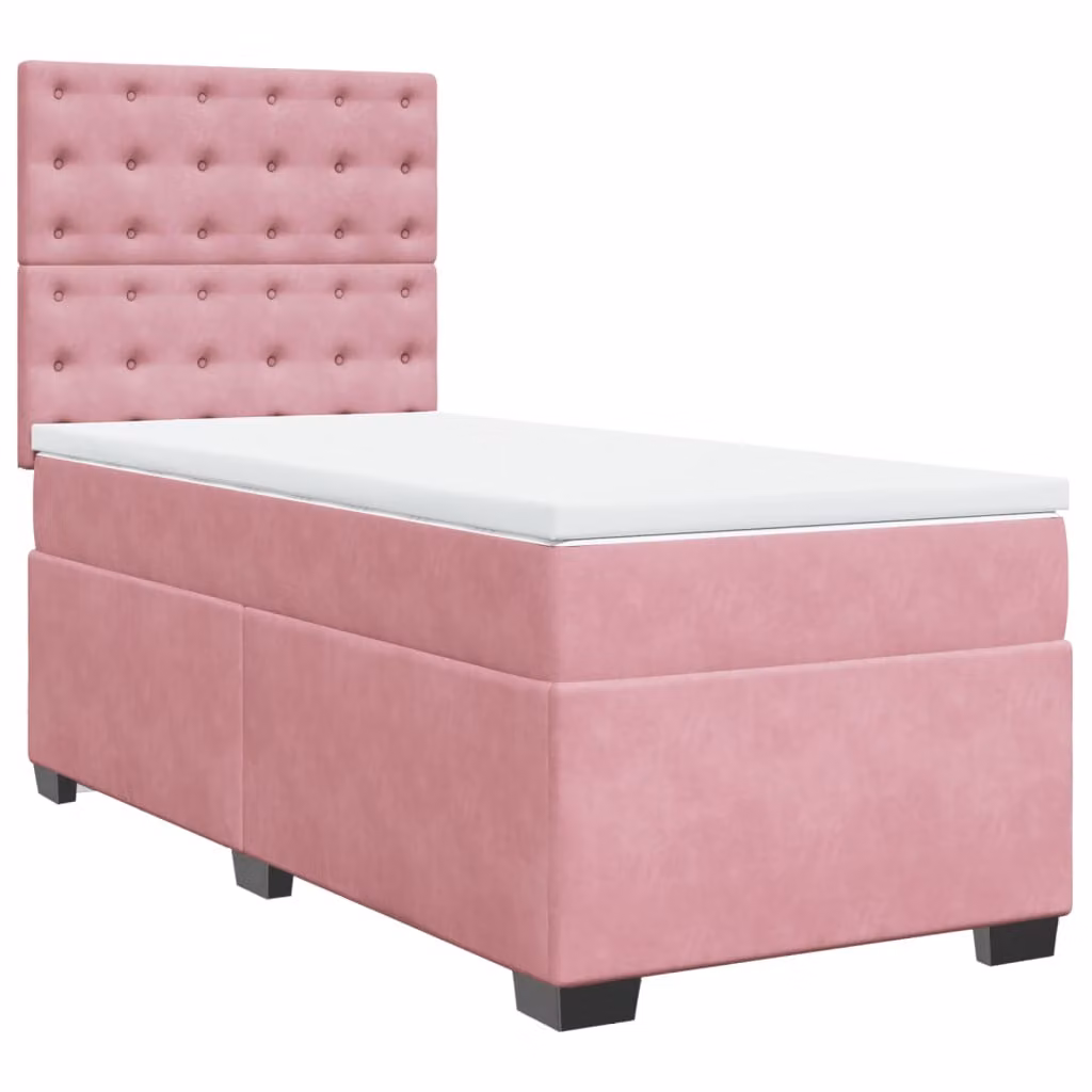 Giroletto a Molle con Materasso Rosa 80x200 cm in Velluto