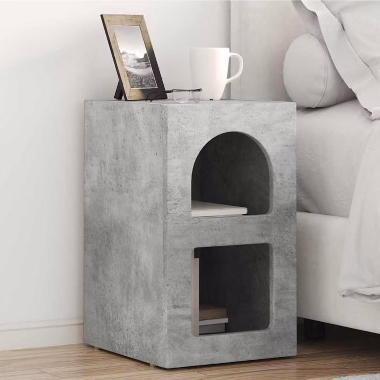 Set di 2 comodini vidaXL ELST in stile moderno colore grigio cemento L 29,5 cm x P 33,5 cm x H 50 cm