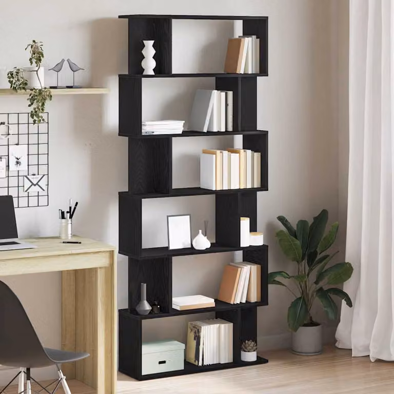 Libreria moderna vidaXL in legno MDF nero, L 80 cm x P 24 cm x H 190,5 cm