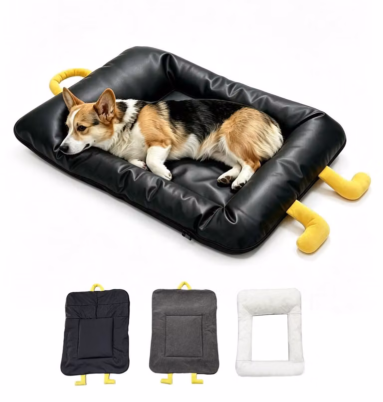 Set di letti per animali domestici, 76x60 cm, 2 coperture, in ecopelle e peluche