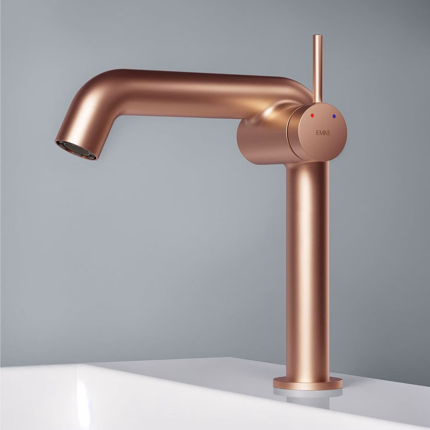 Miscelatore per lavabo, finitura rosa oro, dimensioni 222x200x76 mm, corpo in ottone, cartuccia in Vetroceramica