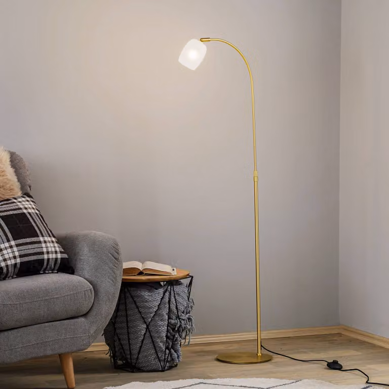 Lampada da terra di design Taylan Lucande, Ottone / Oro, Soggiorno / Sala da pranzo, Metallo, Design, Lampada da terra