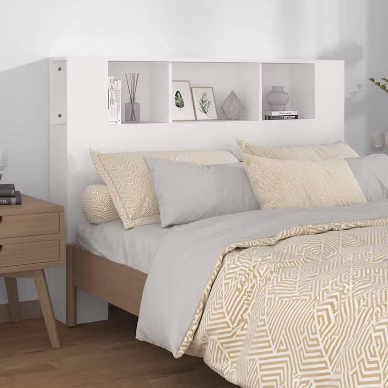 Testiera per letto con scomparti integrati vidaXL, Bianca, L 140 cm x P 18,5 cm x H 104,5 cm