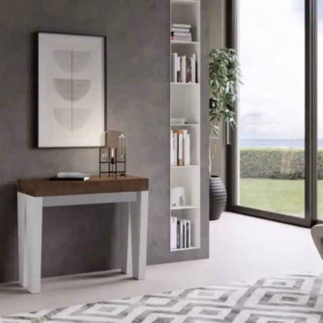 Consolle allungabile 90x40/196 cm Spimbo Mix Small piano noce - struttura bianco frassino